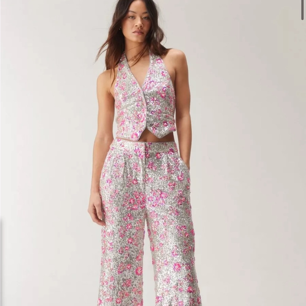Nasty Gal Sequin Floral Halter Vest
